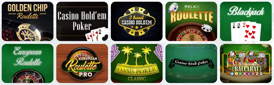 Jeux de table au BoomsBet Casino
